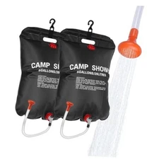 Solar Camping Shower Bag 1/2set and1+ Set 5 Gallon Portable Camping BLACK 2