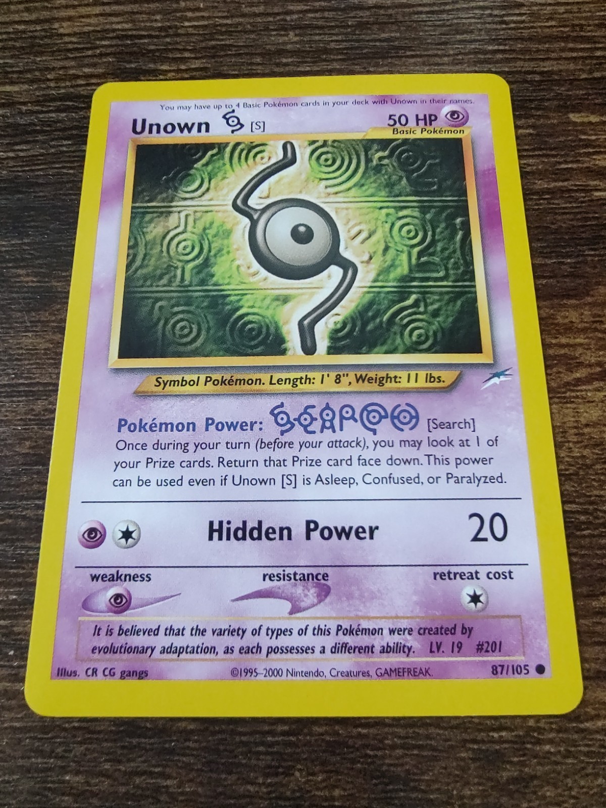 Pokemon Neo Destiny Unown S 87/105 Non Holo NM-MINT