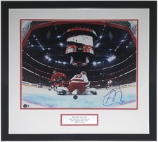 Frank Nazar Autographed Blackhawks 1st Goal 16x20 Photo Beckett BAS COA Framed
