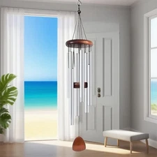 Wind Chimes Large Deep Tone Chapel Bells 6 Tubes Outdoor Garden Home Decor Gift