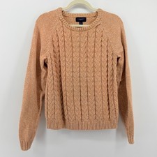 Lands End Drifter Kids Tan Cable Knit Sweater Size XL 18 Cotton Blend