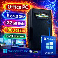 🔥PC Win 11 Office Büro | Intel 6 x 4.0 GHZ | 32 GB RAM | 1000 GB SSD | TPM🔥