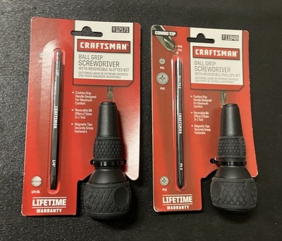 Craftsman 2pc Ball Grip Screwdriver 12171 11848 Reversible Slotted Phillips Bits