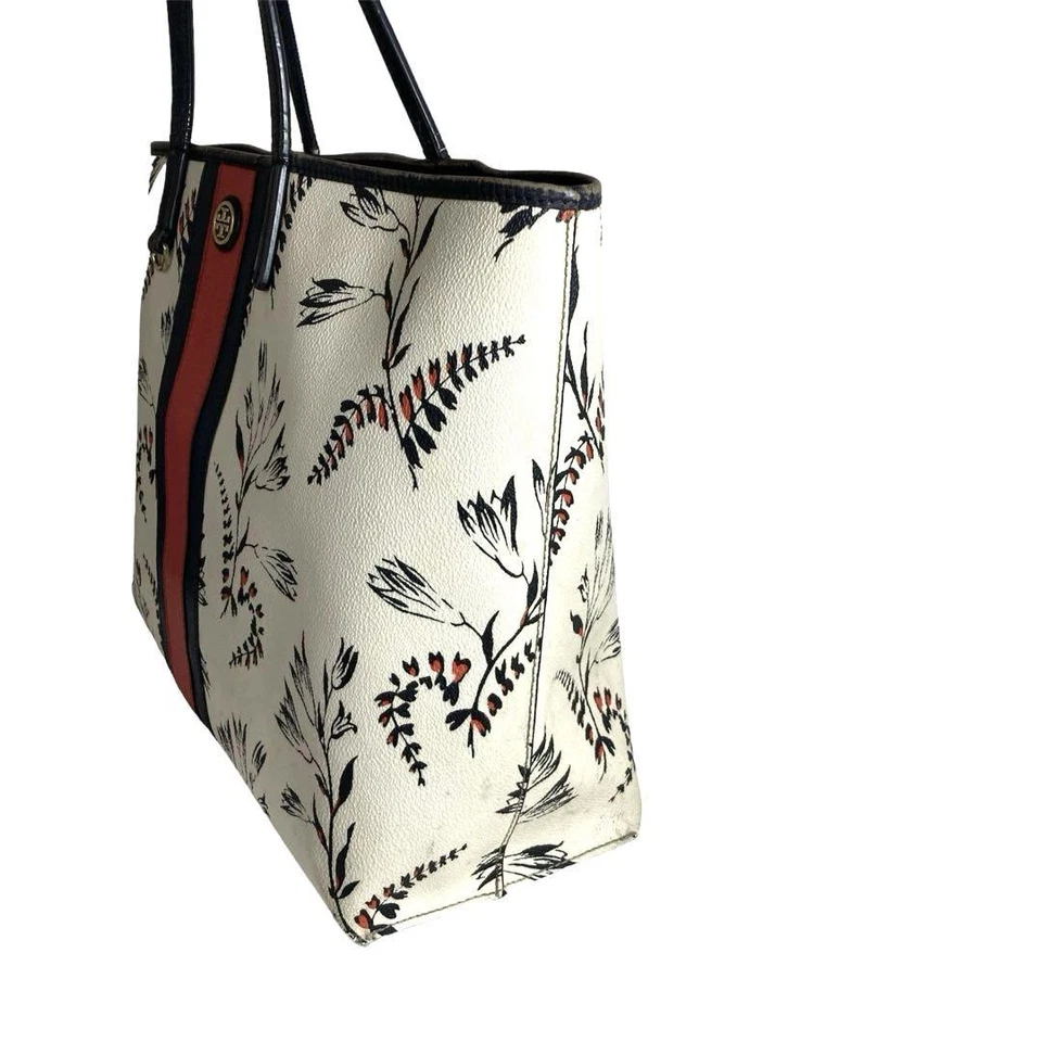 Bolso de Mano Tory Burch KERRINGTON Logo Floral - Bolso de Hombro PVC Blanco Rojo Foto 4 de 4
