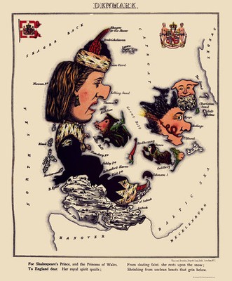 Historic Map - Denmark - Hodder 1869 - Vintage Wall Art