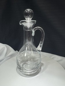 VTG Princess House Heritage Cruet & Stopper, Crystal Floral Oil & Vinegar, #413