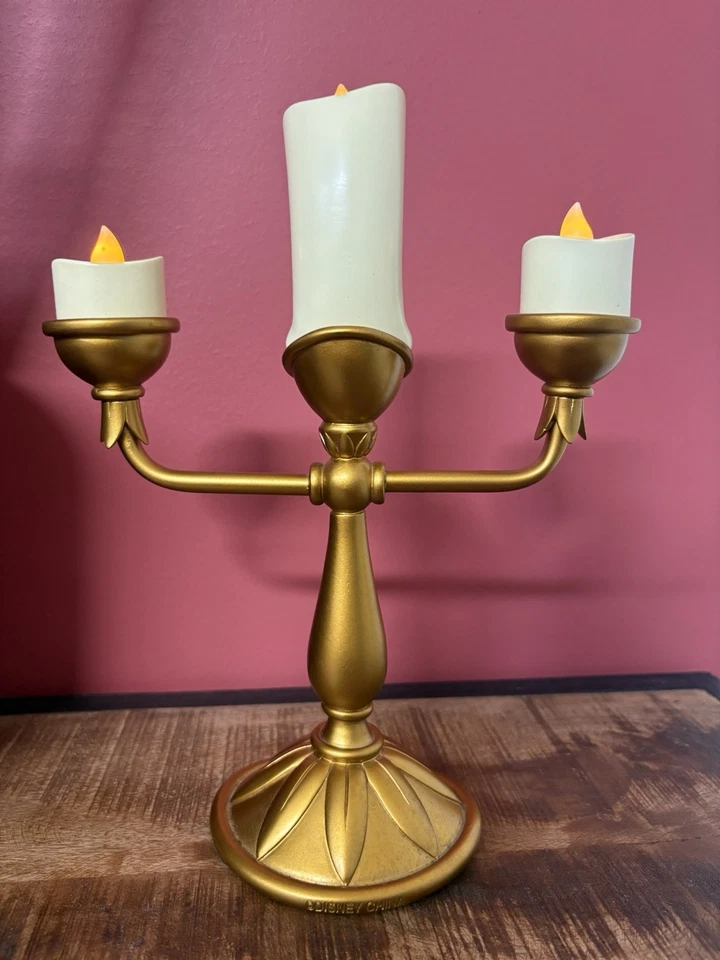 Bougeoir chandelier Lumière Disney La Belle et la Bête doré/blanc électrique - Photo 3/4