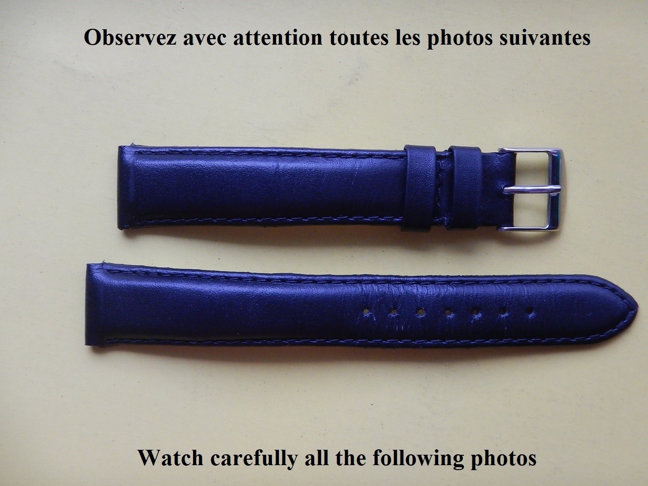 Bracelet montre 18 mm XL long pour poignet fort en cuir