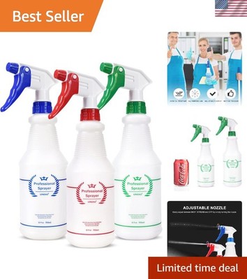 Ergonomic 3-Pack 32 Oz Spray Bottles - Leak-Proof and Adjustable for Every Task
