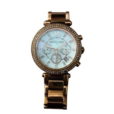 Michael Kors MK-5491 Parker Rose Gold Mother of Pearl Glitz Chronograph Watch
