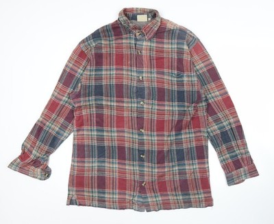 The Trader Jeans Company Herren rot kariertes Flanellhemd mit Knopfleiste M