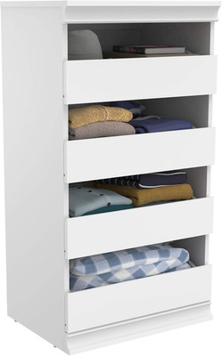 Modular Storage Unit with 4 Drawers, Wood Closet Organizer, Stacking, Full Backe
