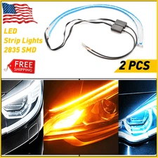 Waterproof Turn Signal Car DRL Daytime Running LED Strip Light Bar Decor Trim US