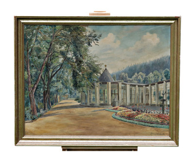 Oil Painting Signed Hermann Richard Otto Knothe Bad Elster Kurpark Frame