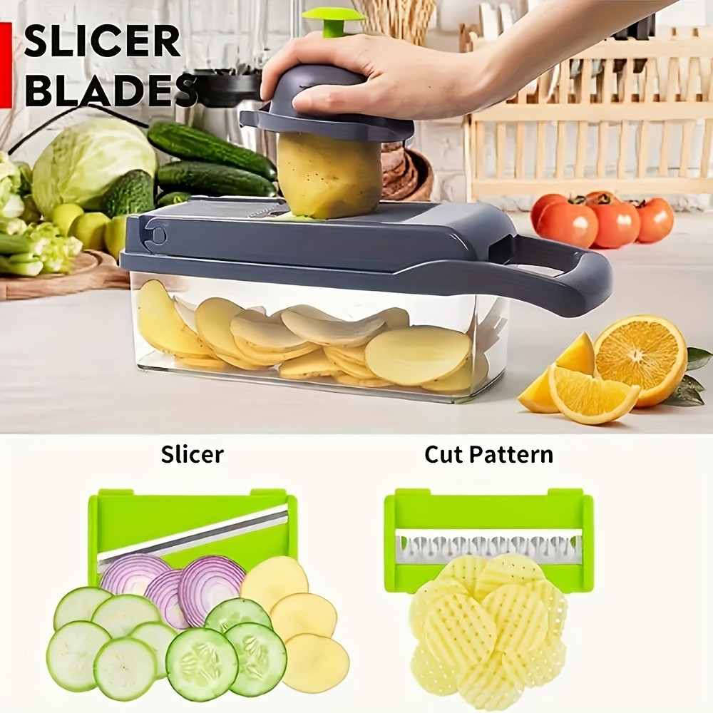 16in1 Vegetable Chopper with 8 Blades and Container - Essential Kitchen Tool USA thumbnail 6
