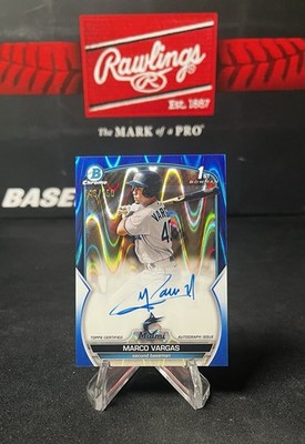 2023 Bowman Chrome Marco Vargas Blue Raywave Auto /150 #CPA-MVA 1st