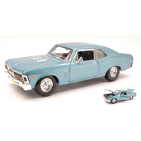Chevrolet Nova Ss Coupe' 1970 Light Metallic Blue 1:18 Maisto Auto Stradali -D-