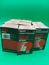 8 RED Vintage LIGHT BULBS 25-Watt PHILIPS Dec...