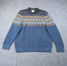 LL Bean Roll Neck Sweater Mens XL Fair Isle Fisherman Nordic Waffle Organic 90s