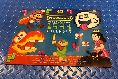 Nintendo Power Game Calendar 1993 featuring Mario Zelda Metroid - Vintage / Rare