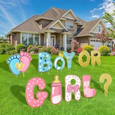 11Pcs Gender Reveal Decorations Baby Shower Yard Signs with Stakes,Baby G
