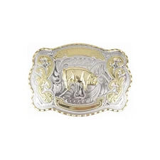 1 1/2" Big Gold Pig Western Belt Buckle - Style 1. 5 1/2" x 3 7/8".