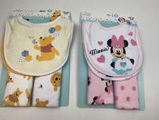 Disney Baby Winnie the Pooh and Minnie Mouse 4 Bibs and 4 Burp Wash Cloths New