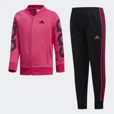 GIRLS TRAINING ADI LOVE Jacket & Pants Set, Black/Pink 