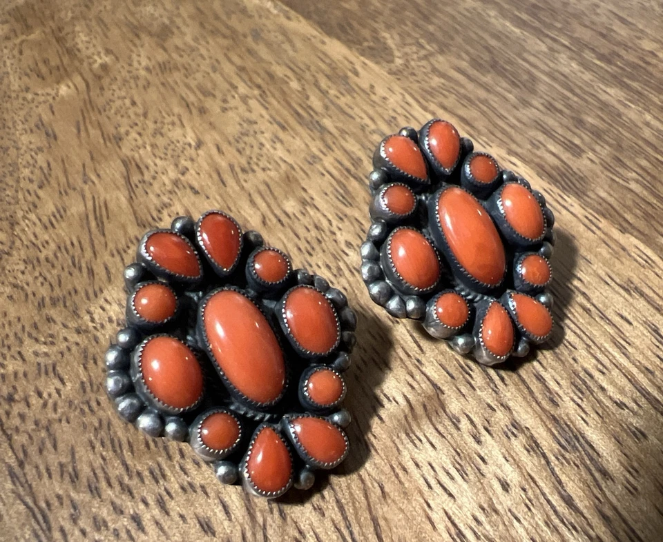 Don Lucas Mediterranean Red Coral Cluster Earrings, Large - Image 4 of 4