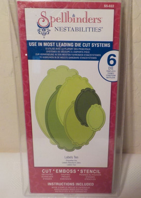 NEW Spellbinders Nestabilities - LABELS TEN, 6 Die Templates, S5-022