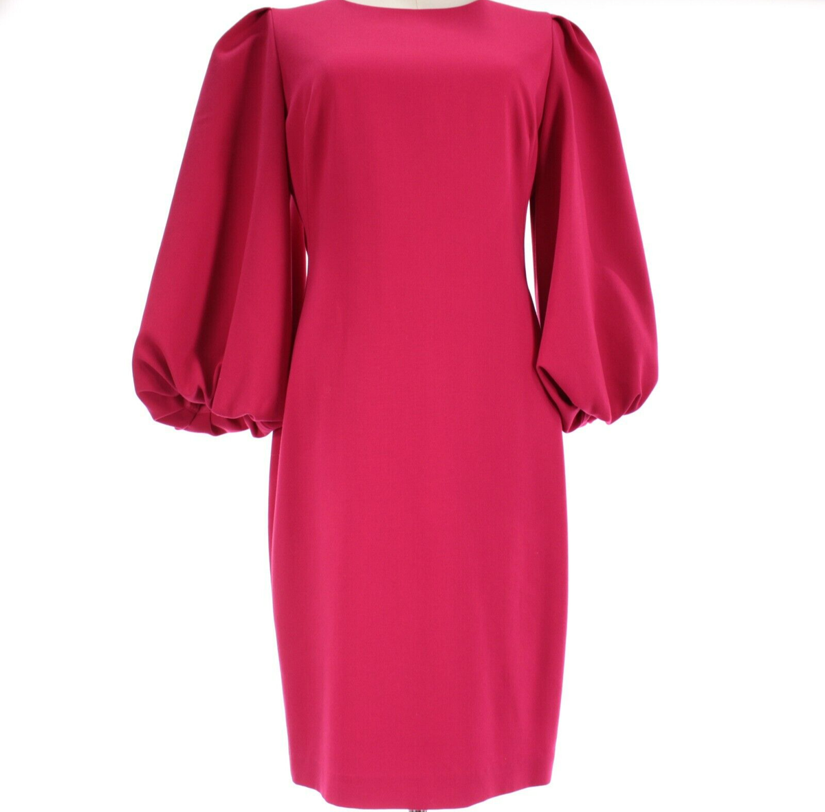 Black Halo NWT 3/4 Puff Sleeve Short Dress Size 10 in Solid Rose Pink