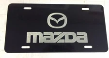 MAZDA LOGO Car Tag Diamond Etch on Black Aluminum License Plate