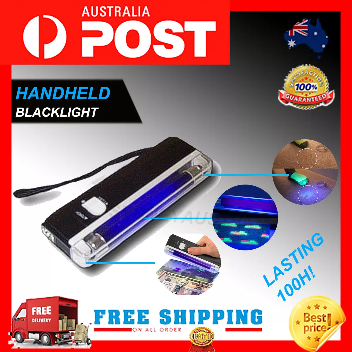 NEW UV 2in1 Handheld Torch Flashlight Portable UV Light Money Detector Lamp