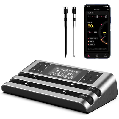 Smart Wireless Meat Thermometer with 500FT Range & Dual-Sensor Tracking