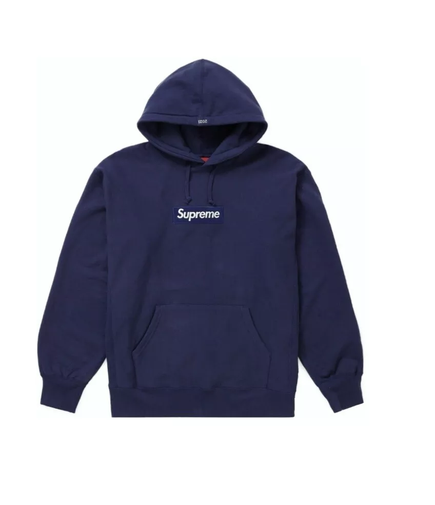 SUPREME FW21 BOITE LOGO SWEAT SHIRT À CAPUCHE LAVÉ MARINE TAILLE PETITE *LIVRAISON GRATUITE/RAPIDE*