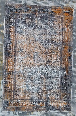 QUALITÄT ORIENTTEPPICH SEIDIG SOFT TOUCH GRAU CREME GOLD 120x180 CM (4 x6 )