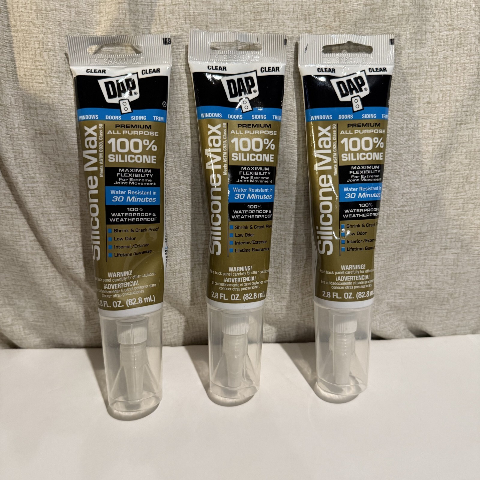 Lot of 3 DAP Silicone Max Clear Premium Waterproof All Purpose  2.8 OZ NEW