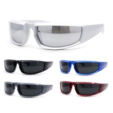 Swanky Trend 90s Wrap Around Sport Plastic Rectangular Sunglasses