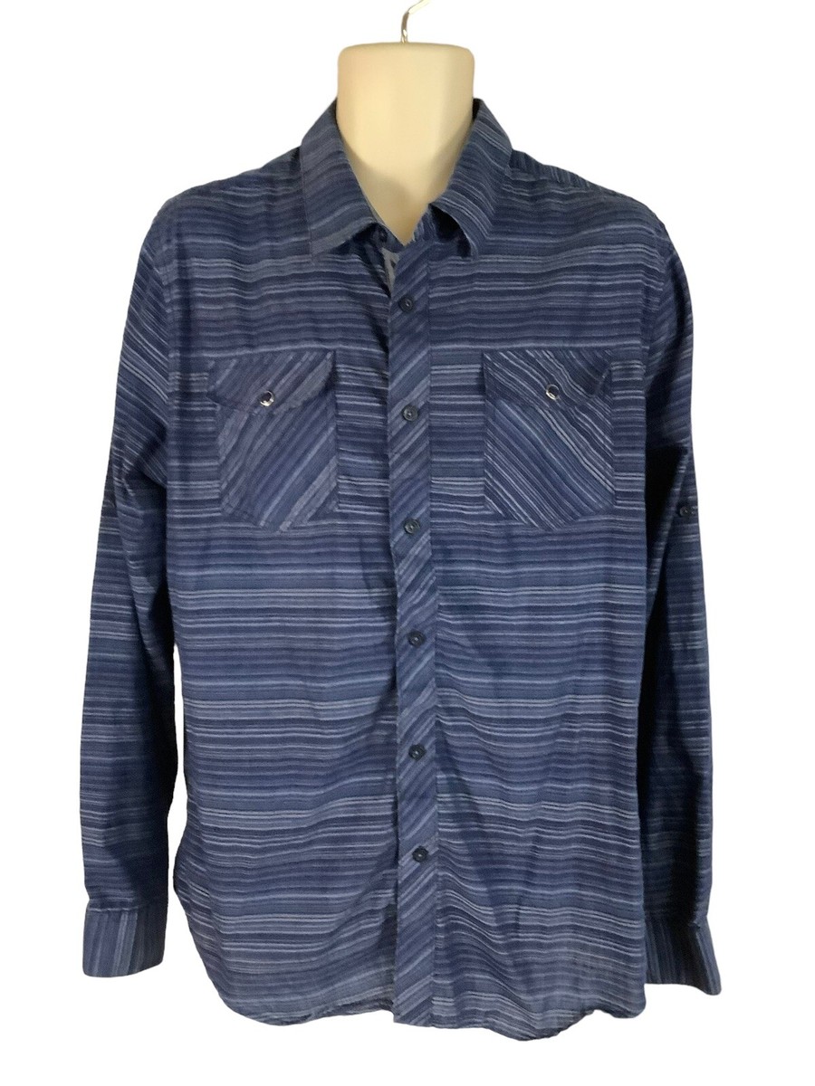 Eighty Eight XL Long Sleeve Button Up Blue Striped Two Snap Pocket