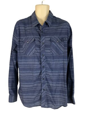 Eighty Eight XL Long Sleeve Button Up Blue Striped Two Snap Pocket