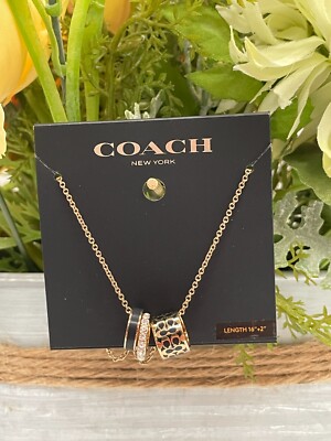 Coach Signature Enamel Necklace C9446 NWT