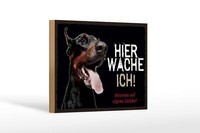 Holzschild Spruch 18X12 Cm Dobermann Hier Wache Eigene Gefahr Schild