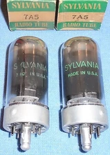 2 NOS Sylvania 7A5 Vacuum Tubes - 1953 Audio Power Pentodes for Vintage Radios