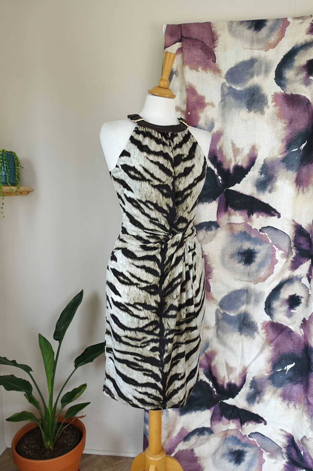 Abito a tubino MICHAEL KORS stampa animalier elasticizzato vestibilità raccolta taglia S