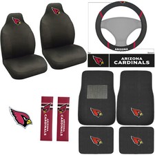 10pc Set Nfl Arizona Cardinals Car Front Rear Floor Mats Seat Covers Emblem