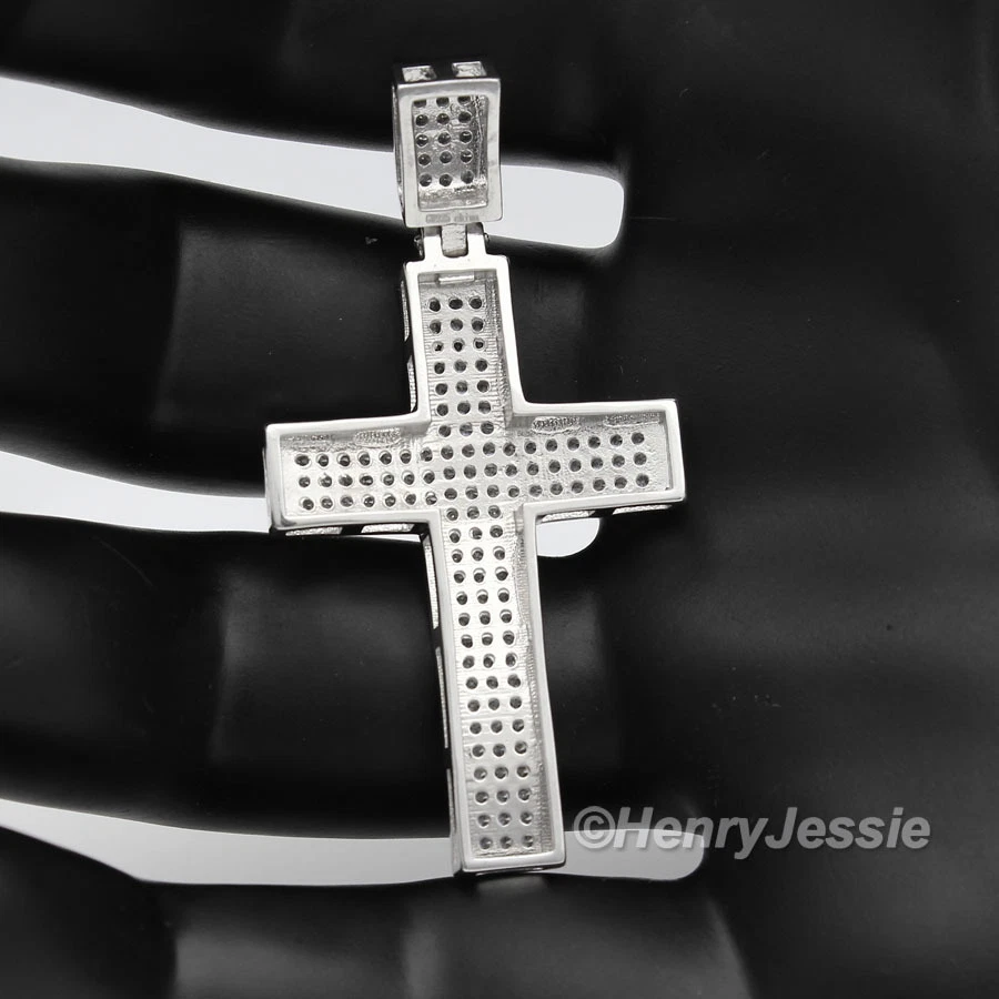 COLGANTE CON DIJE CRUZ CIRCONITA CÚBICA BRILLANTE PLATA ESTERLINA 925 SÓLIDA PARA HOMBRE*SP1 Foto 2 de 4
