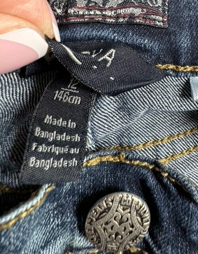 Silver Sasha1118 Jeans Girls 12 Skinny Ajustable Waist Band Med Wash - Picture 7 of 11
