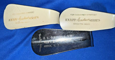3 vintage advertiser steel/plastic shoehorns. All 3.75" long, 1 5/8" wide