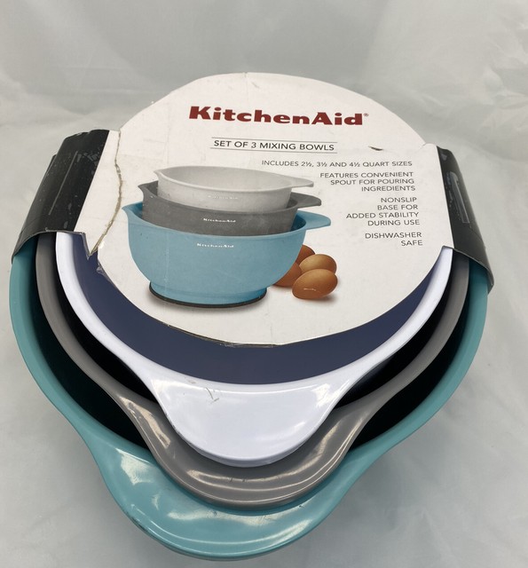 KitchenAid Set of 3 Plastic Mixing Bowls for sale online eBay