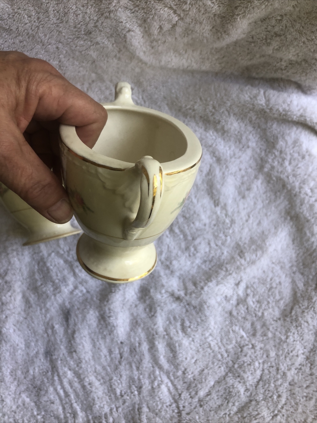 1950’s Homer Laughlin Eggshell Georgian creamer & sugar(no lid) set H50N5